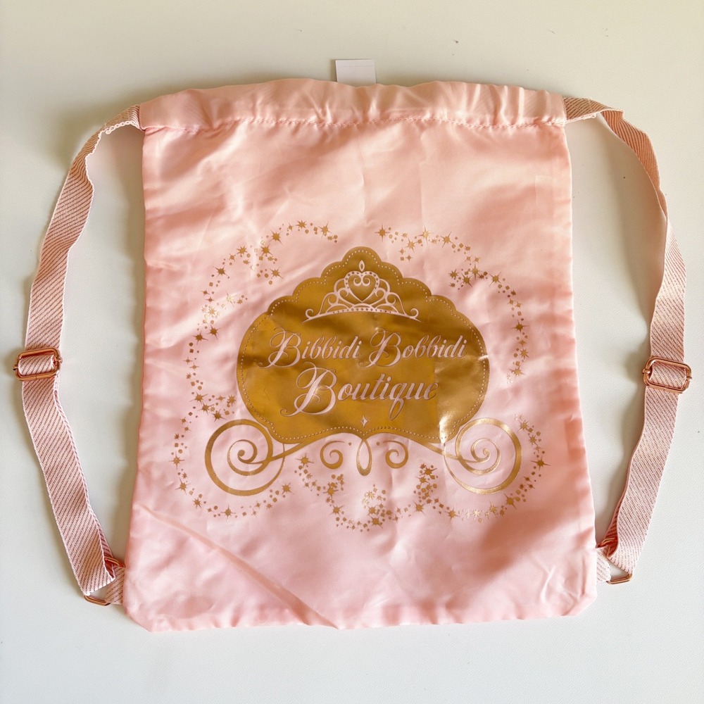 NWT Disney Kids Bibbidi Bobbidi Boutique Pink Gold Princess Drawstring Backpack